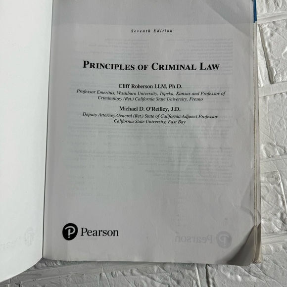 Principles of Criminal Law, 7th edition
Published by Pearson, Roberson O'Reilley - Picture 6 of 8